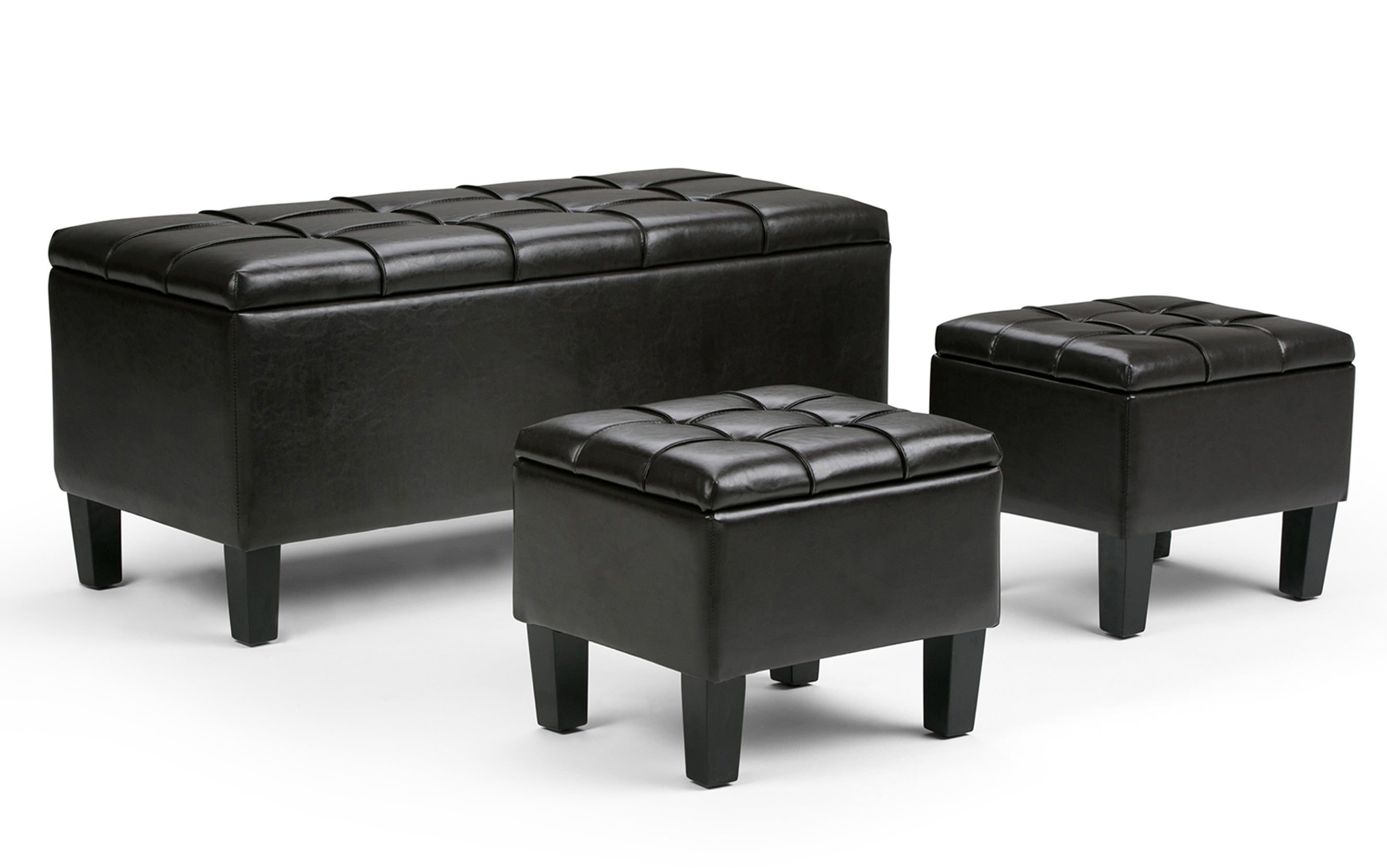 Dover 3 Pc Storage Ottoman in Vegan Leather