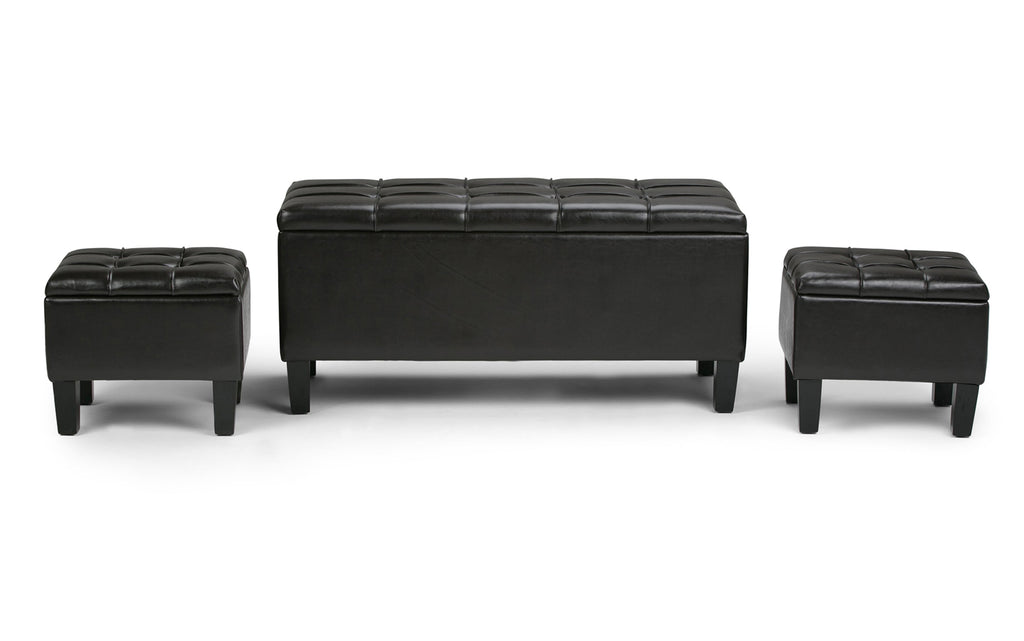Dover 3 Pc Storage Ottoman in Vegan Leather