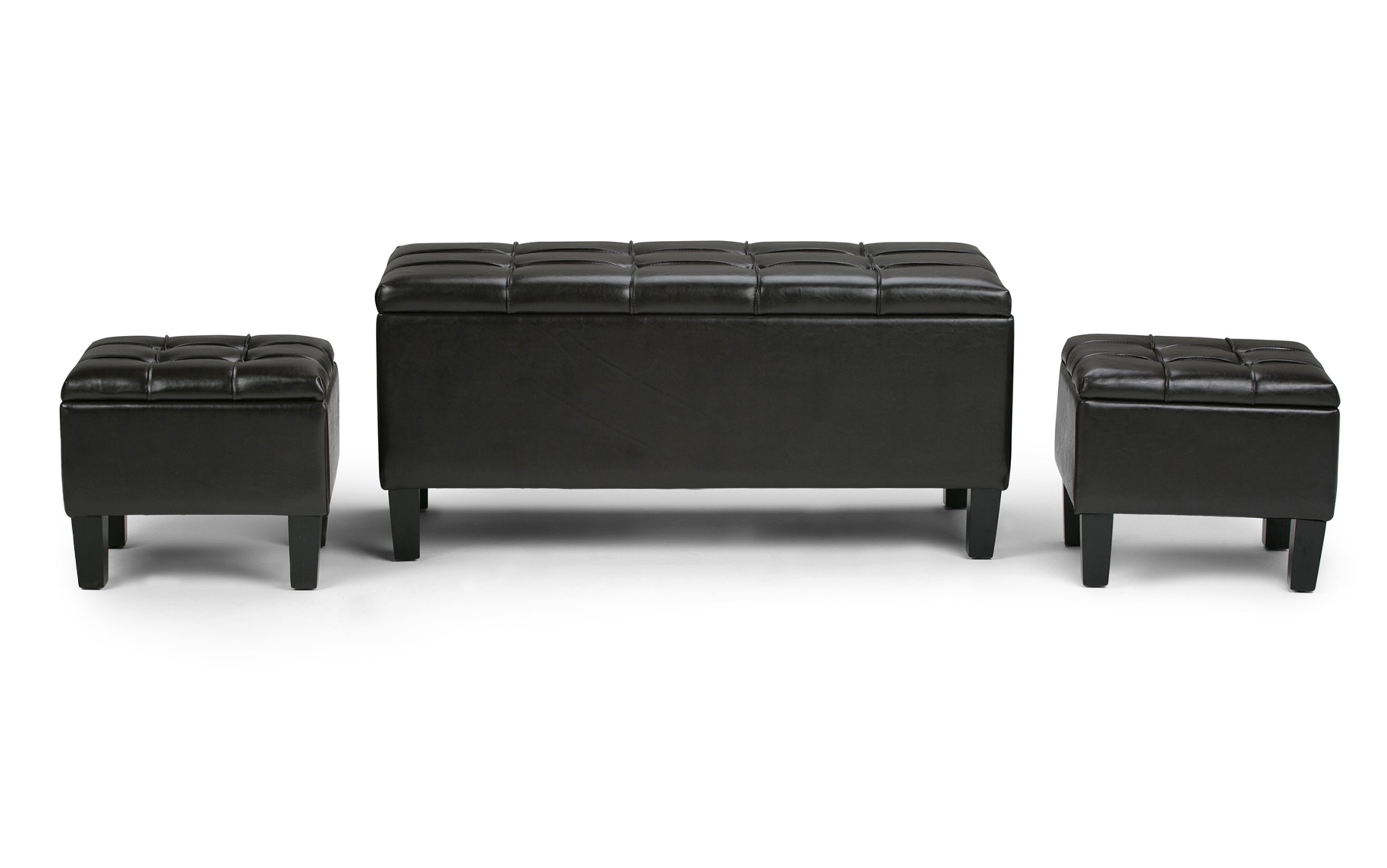 Dover 3 Pc Storage Ottoman in Vegan Leather