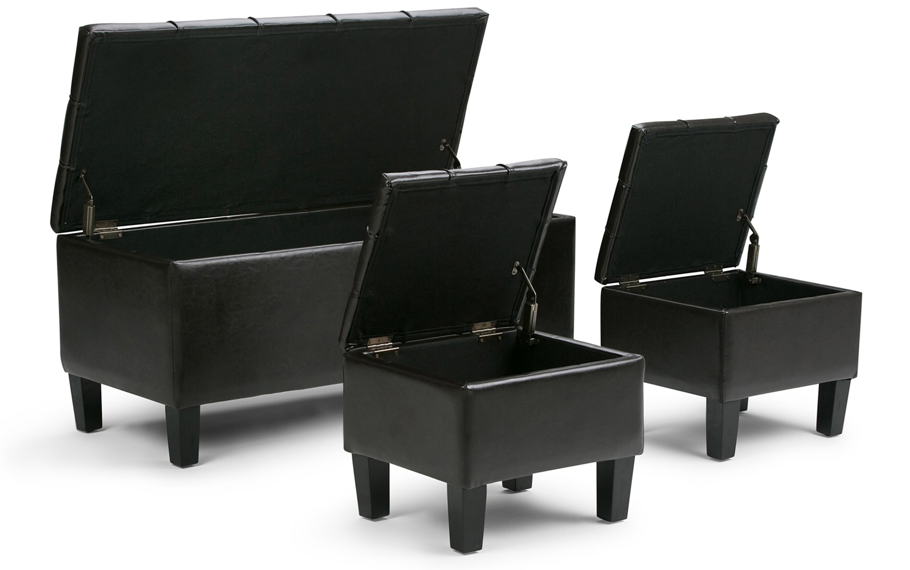 Dover 3 Pc Storage Ottoman in Vegan Leather