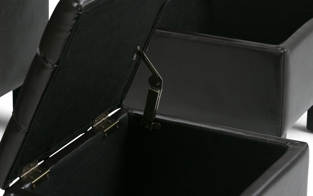 Dover 3 Pc Storage Ottoman in Vegan Leather