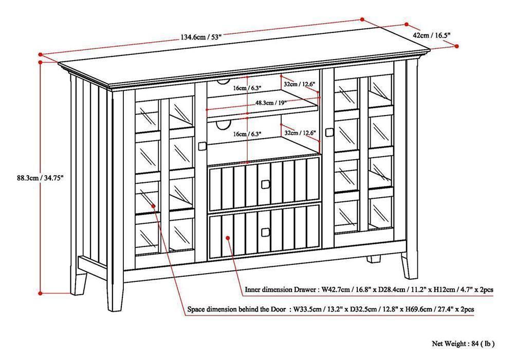 Acadian Tall TV Media Stand