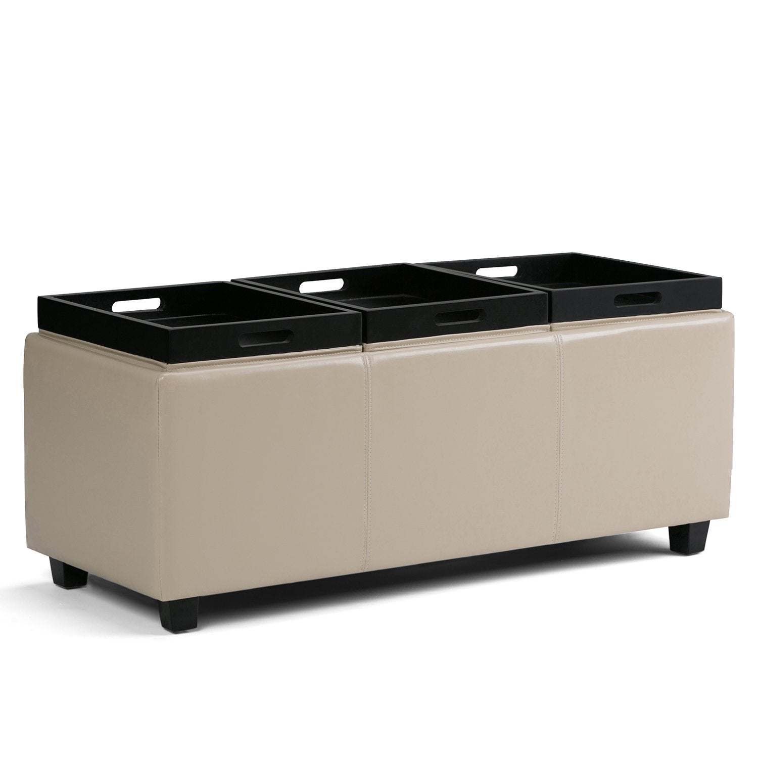 Avalon 3 Trays Ottoman in Vegan Leather