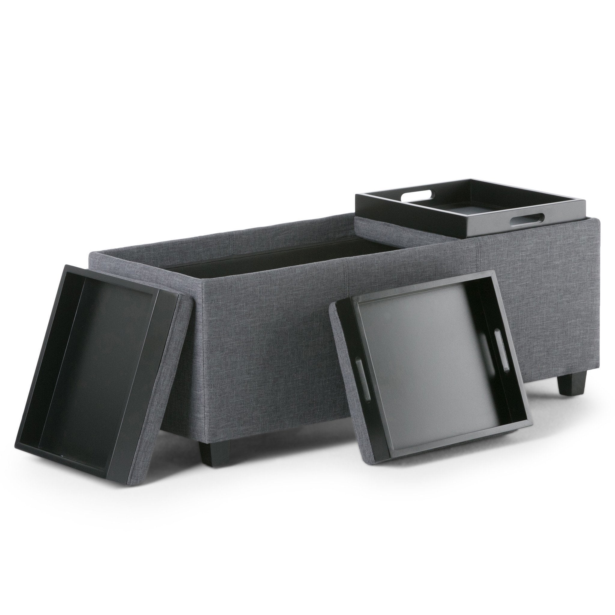 Avalon 3 Trays Ottoman in Linen