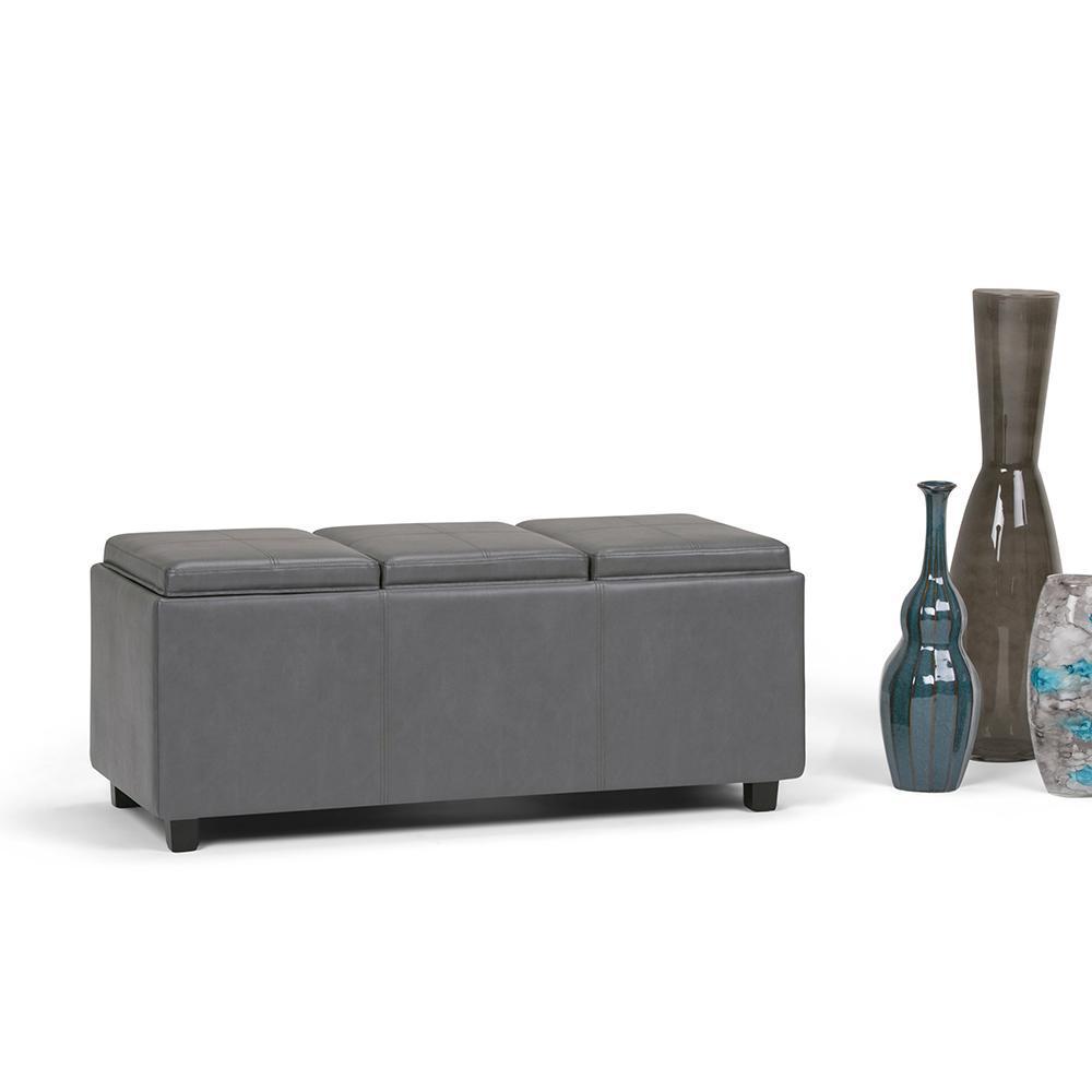 Avalon 3 Trays Ottoman in Vegan Leather