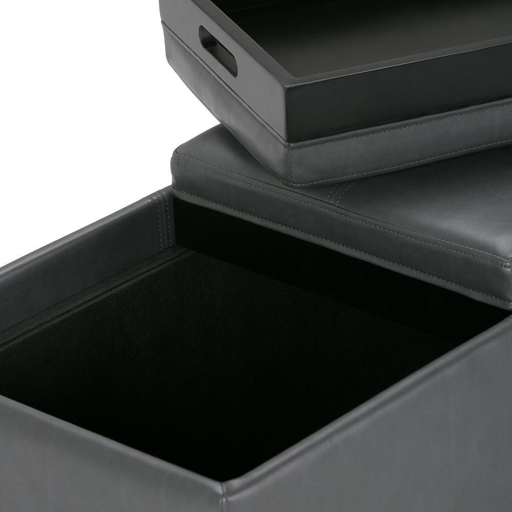 Avalon 3 Trays Ottoman in Vegan Leather