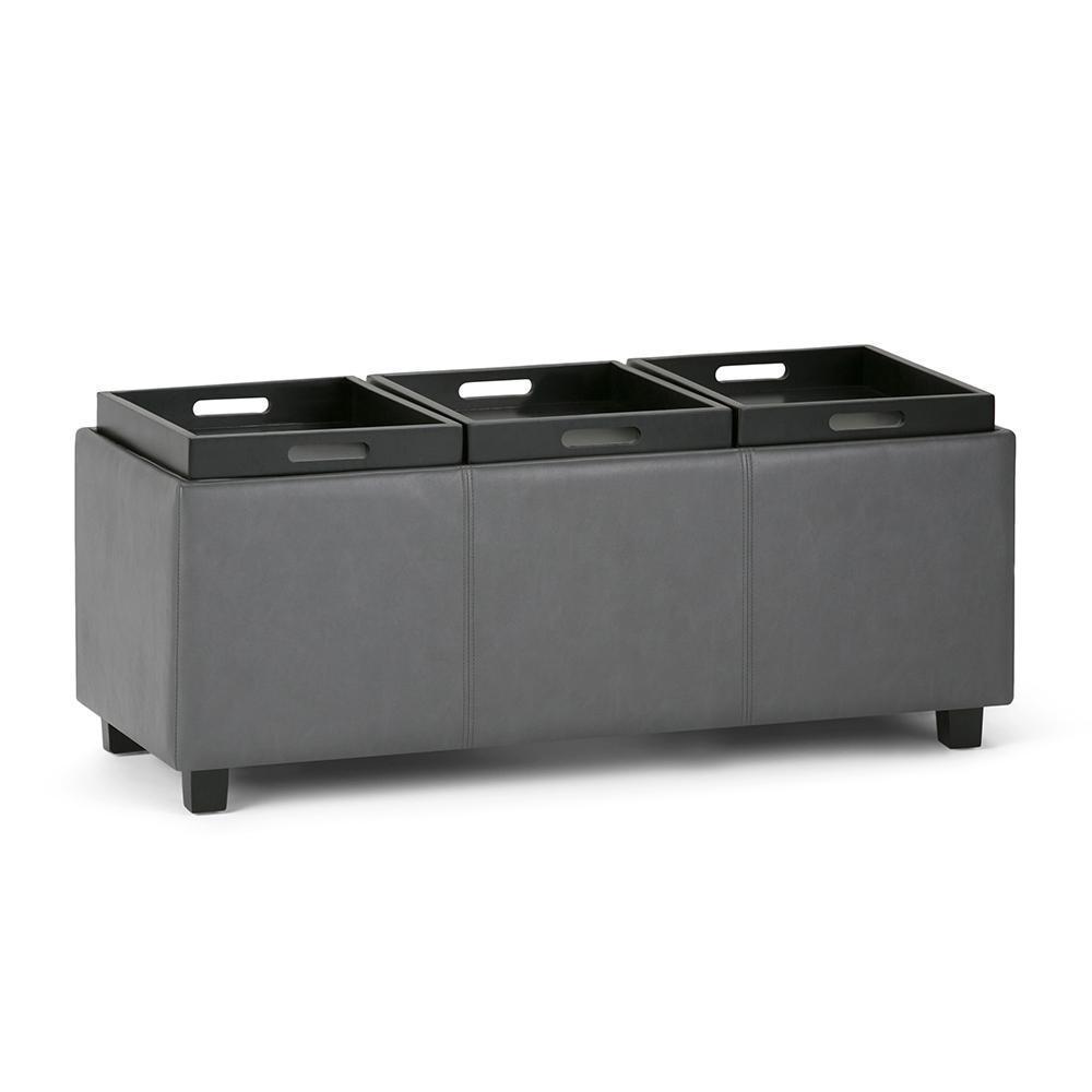 Avalon 3 Trays Ottoman in Vegan Leather
