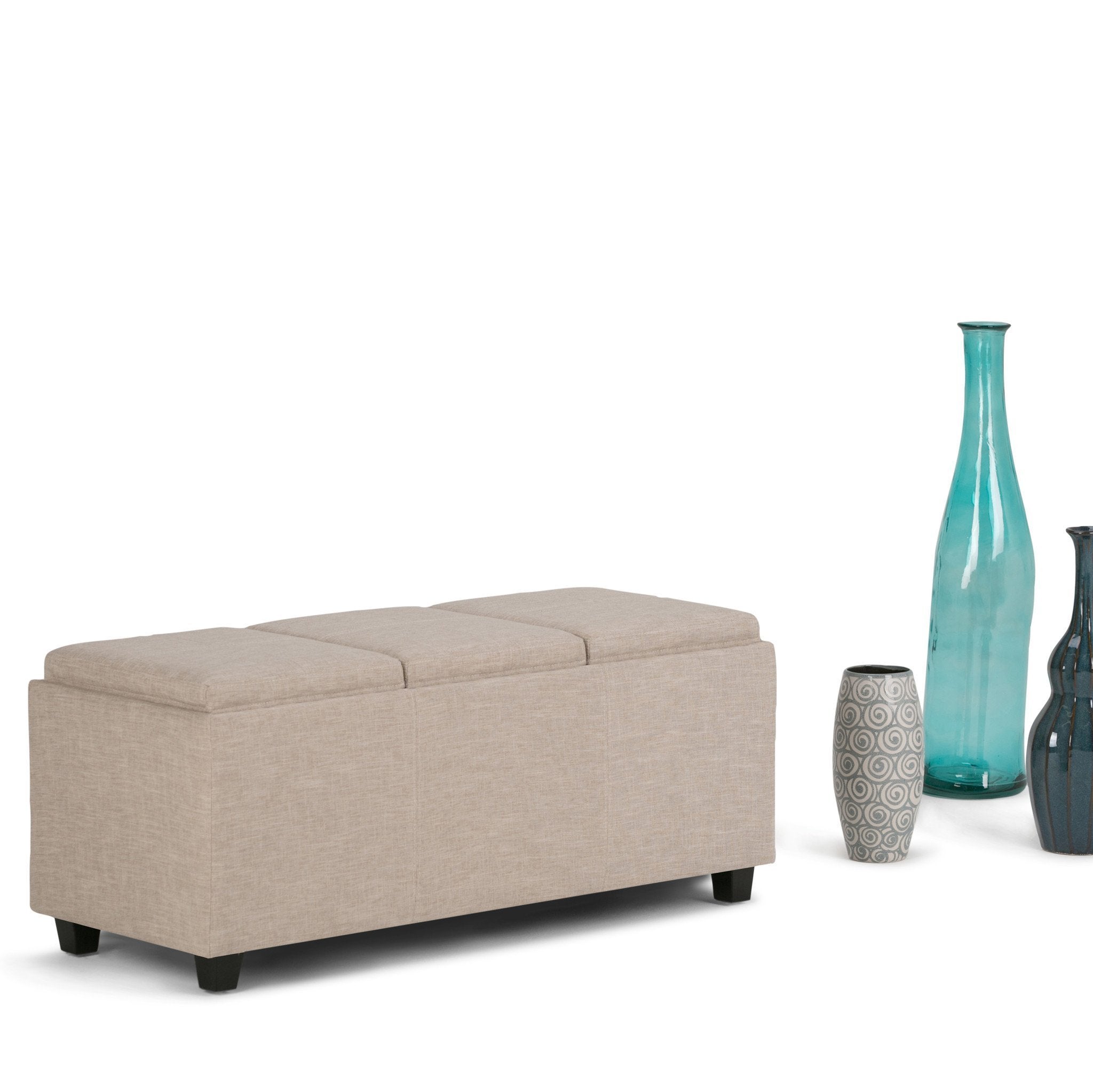 Avalon 3 Trays Ottoman in Linen
