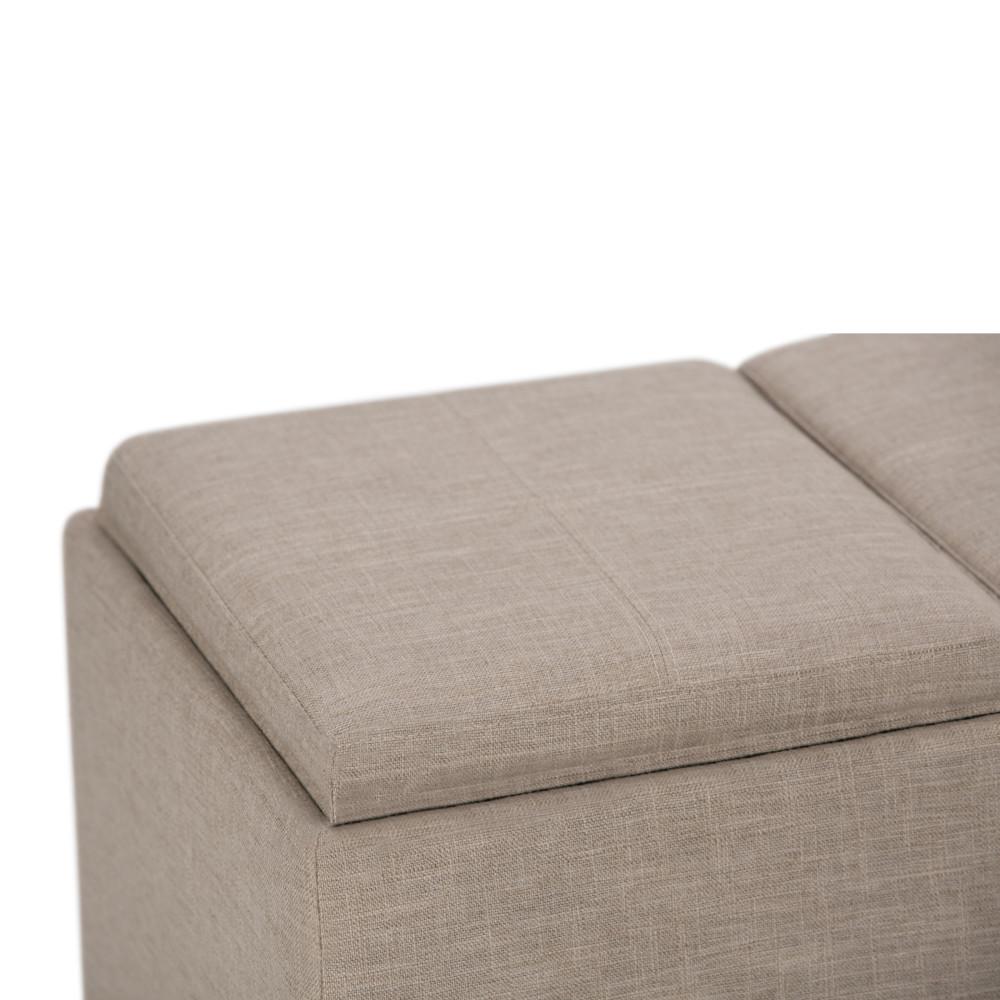 Avalon 3 Trays Ottoman in Linen