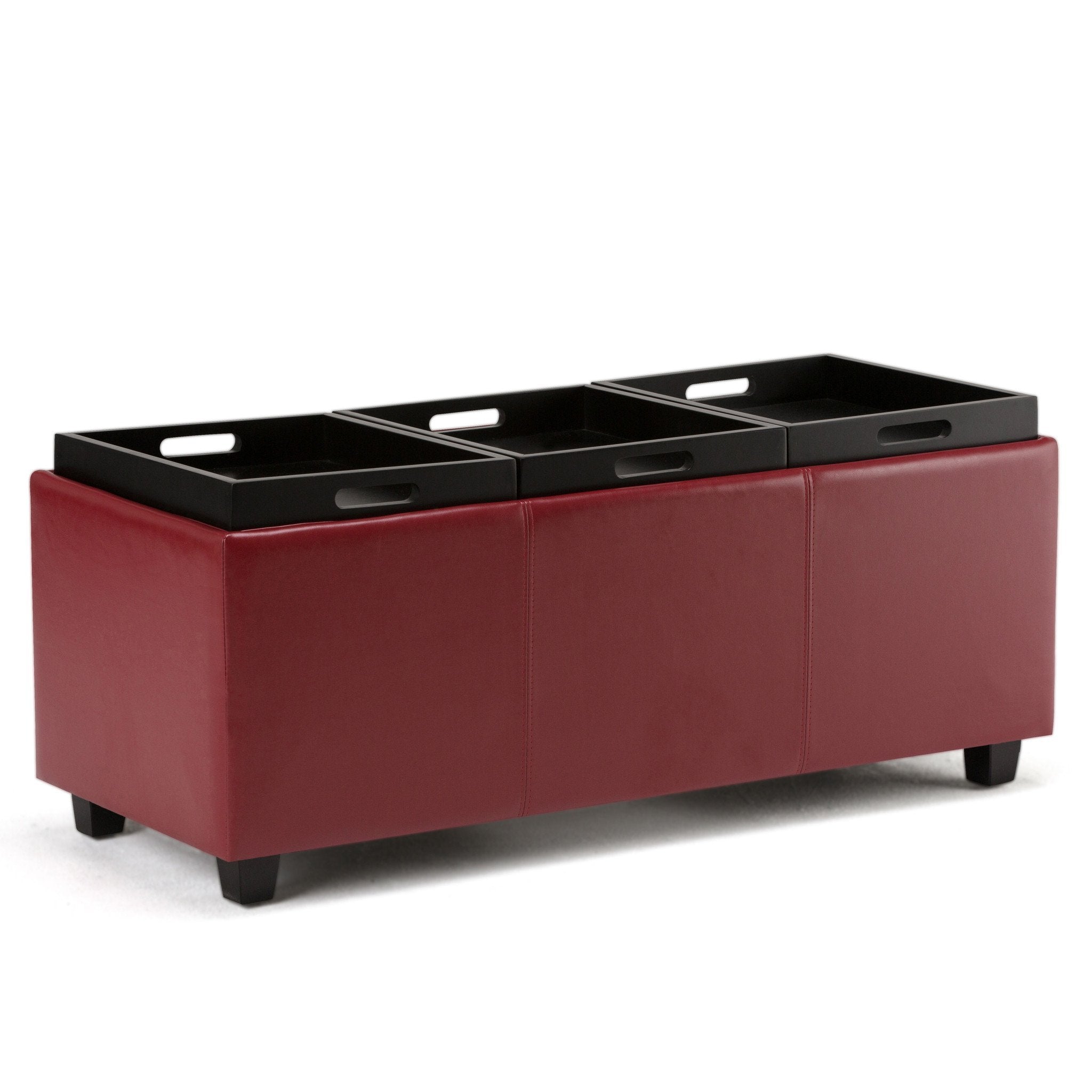 Avalon 3 Trays Ottoman in Vegan Leather