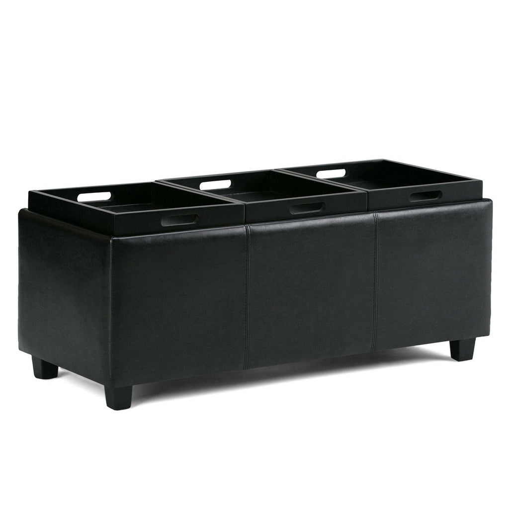 Avalon 3 Trays Ottoman in Vegan Leather
