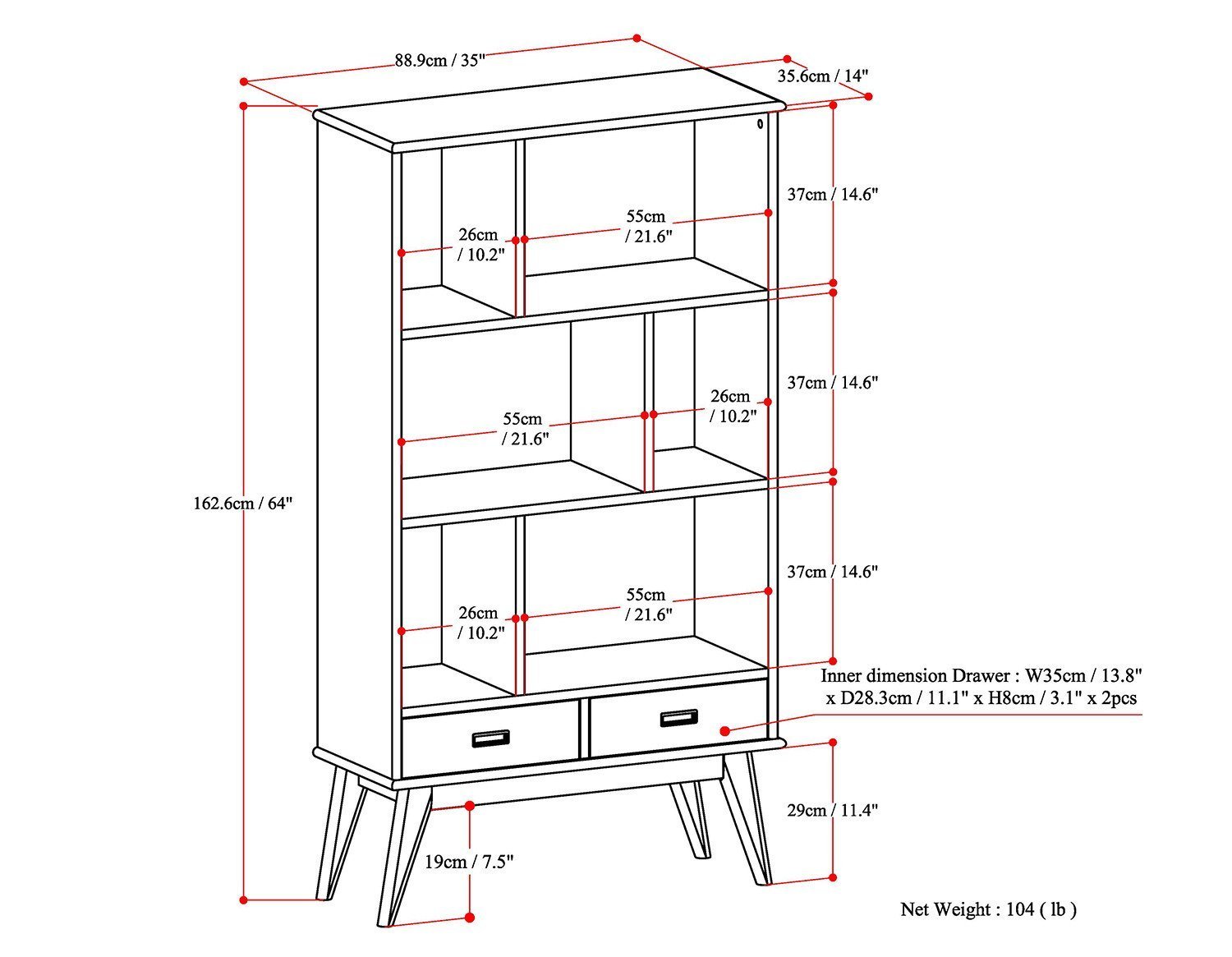 Draper Wide Bookcase