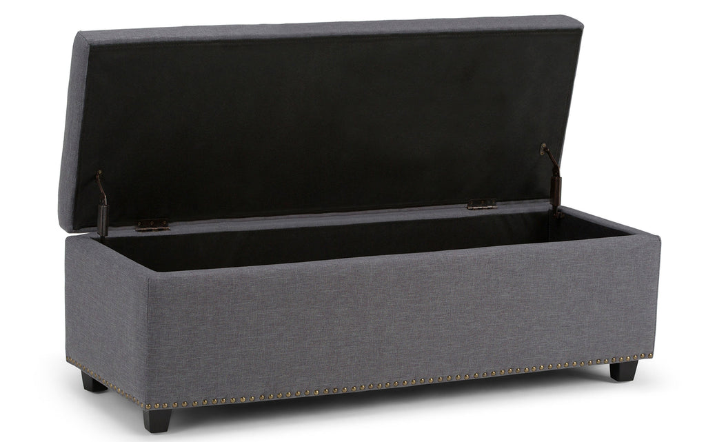 Hamilton Storage Ottoman in Linen