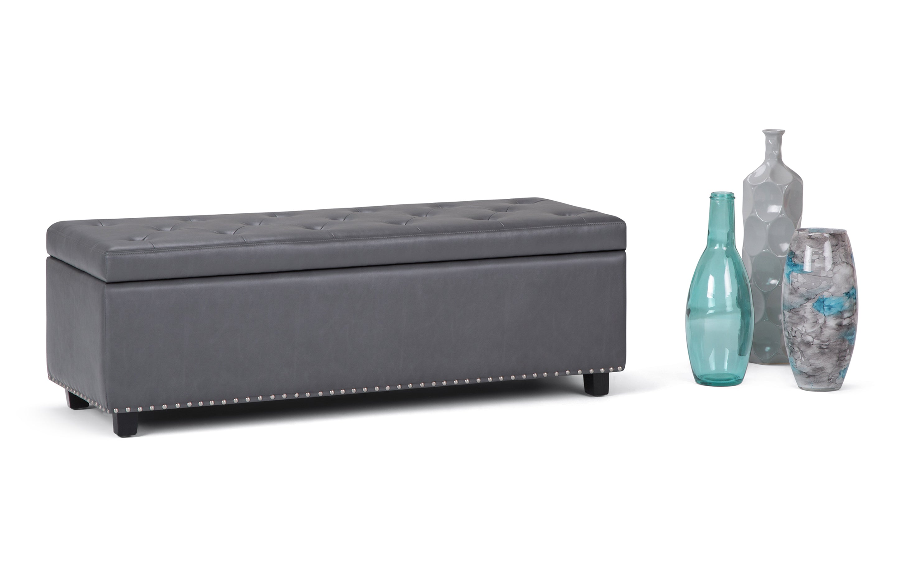 Hamilton Storage Ottoman in Stone Grey