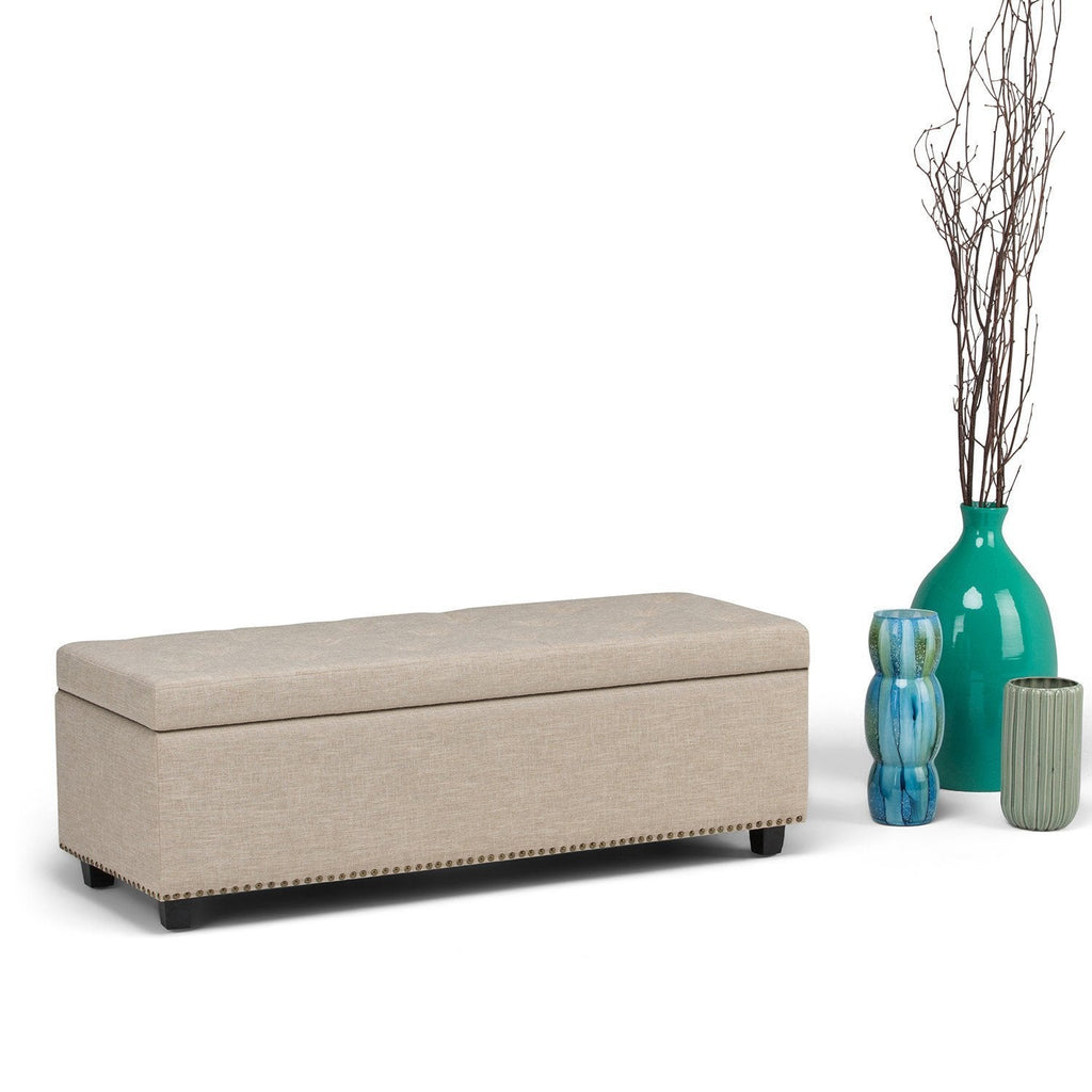 Hamilton Storage Ottoman in Linen