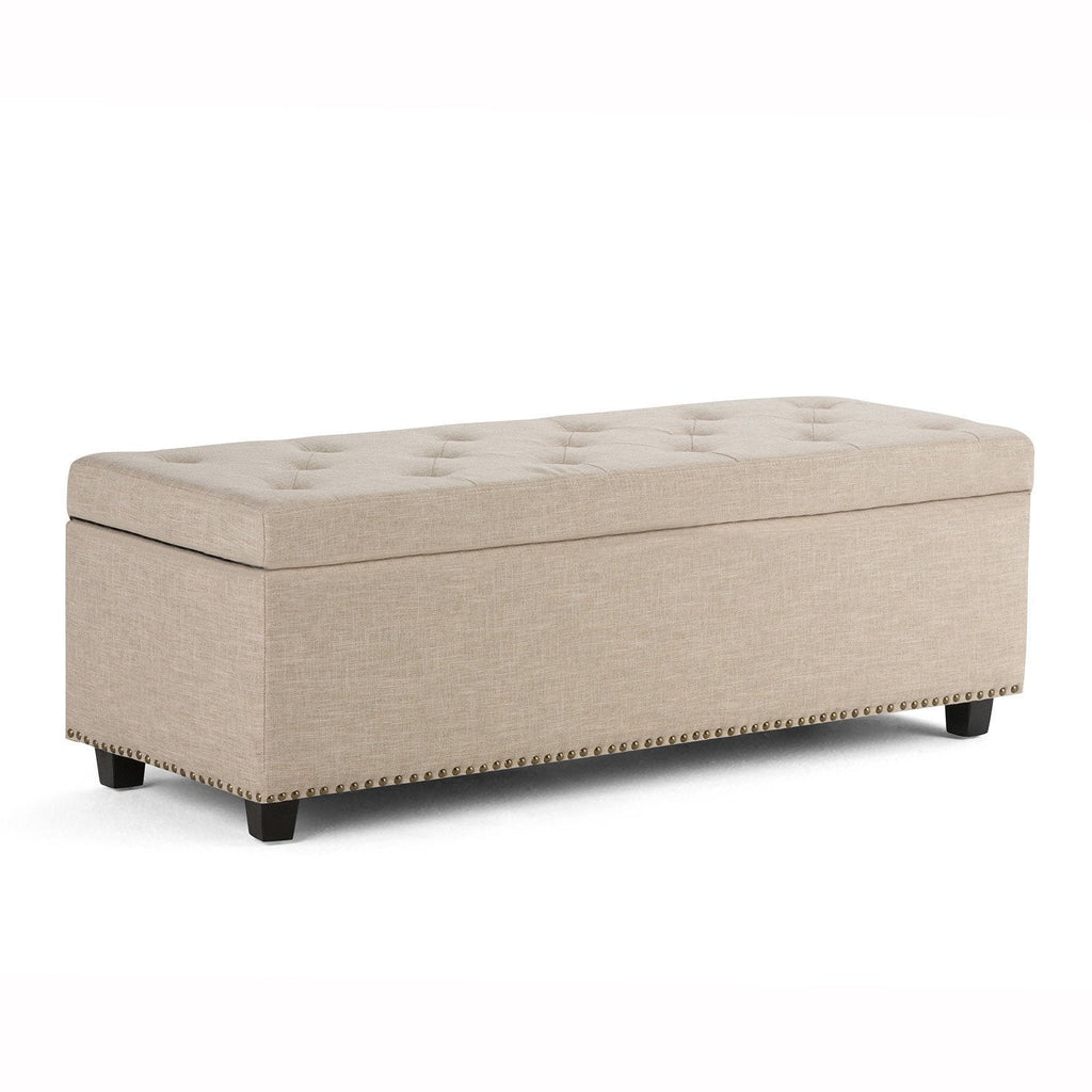 Hamilton Storage Ottoman in Linen