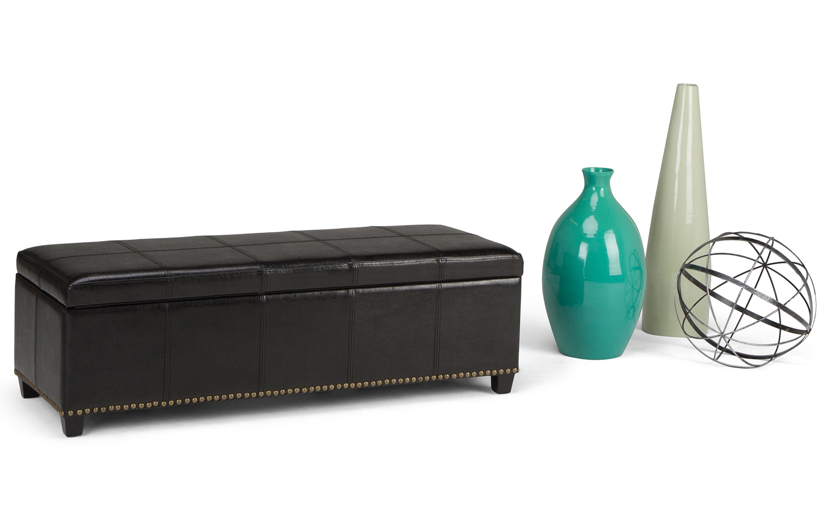 Kingsley Large Storage Ottoman in Vegan Leather