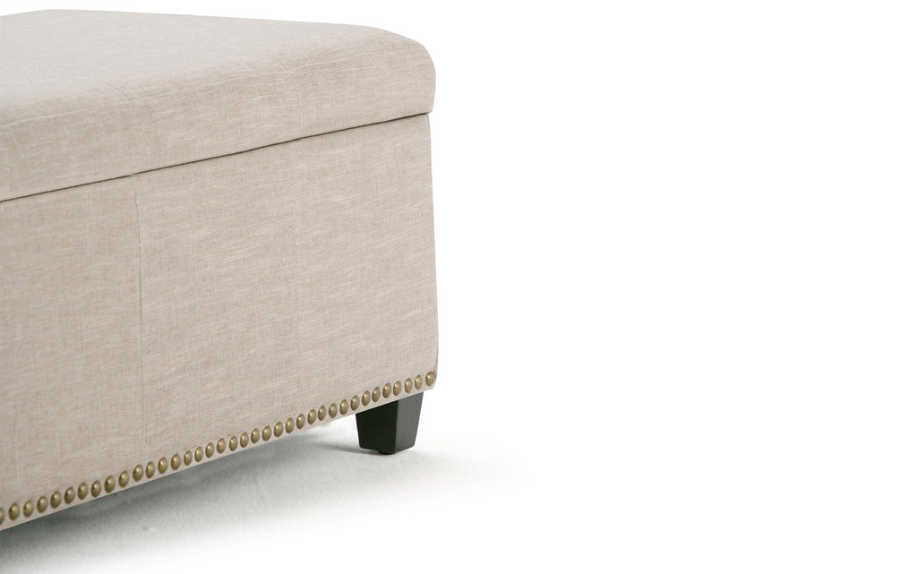 Kingsley Large Storage Ottoman in Linen