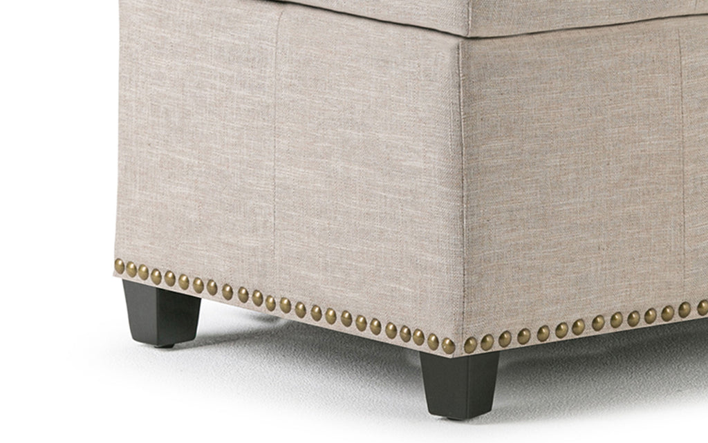 Kingsley Large Storage Ottoman in Linen
