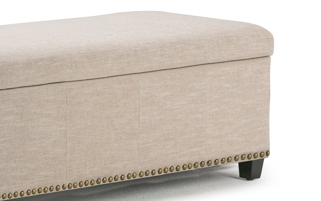 Kingsley Large Storage Ottoman in Linen