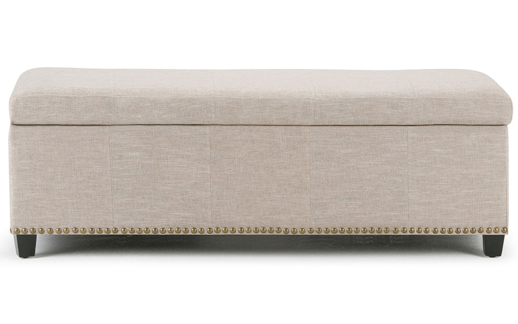 Kingsley Large Storage Ottoman in Linen