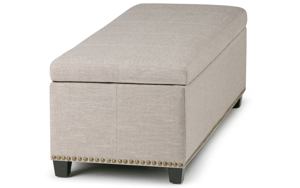 Kingsley Large Storage Ottoman in Linen
