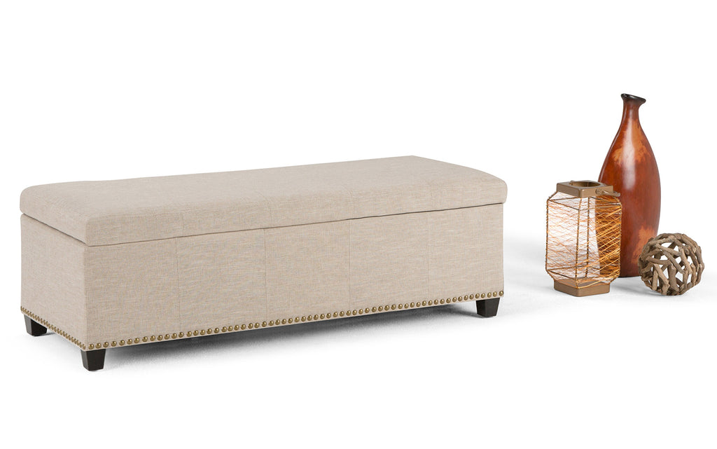 Kingsley Large Storage Ottoman in Linen