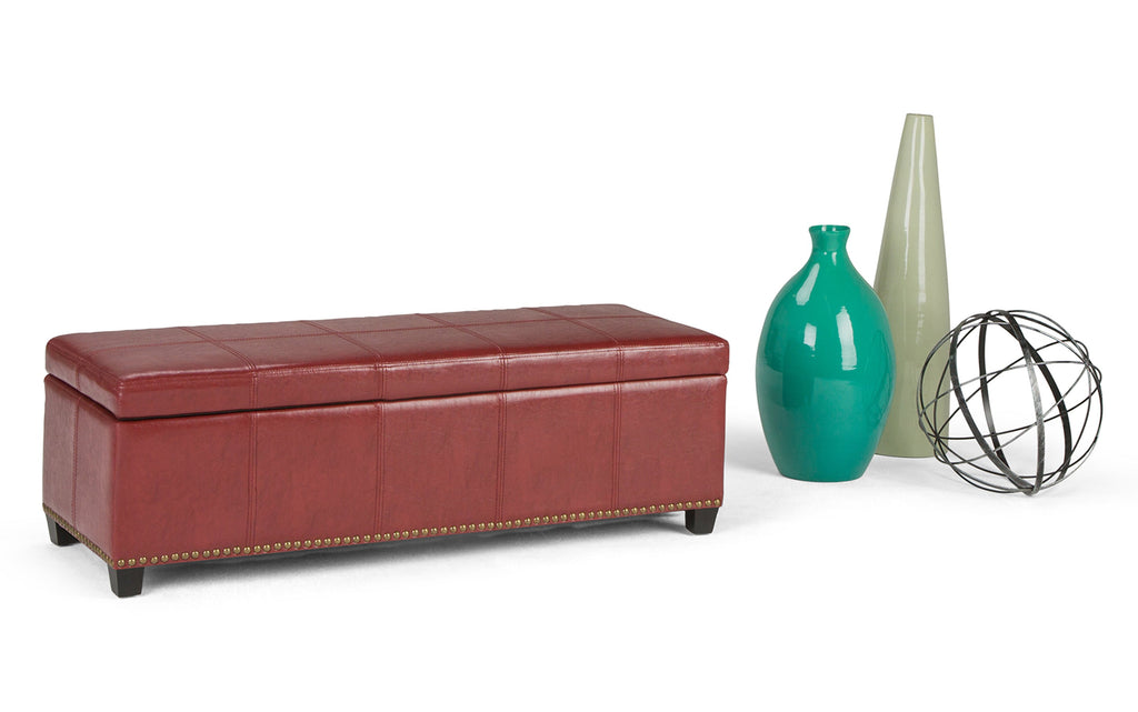 Kingsley Large Storage Ottoman in Radicchio Red