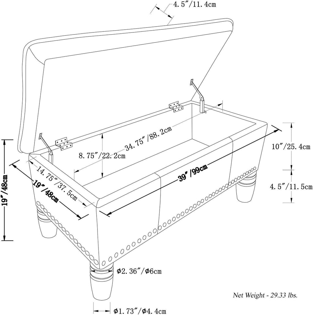 Emily Storage Ottoman in Vegan Leather