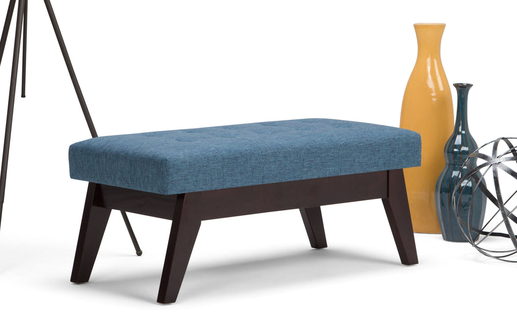 Draper Ottoman Bench in Denim Blue