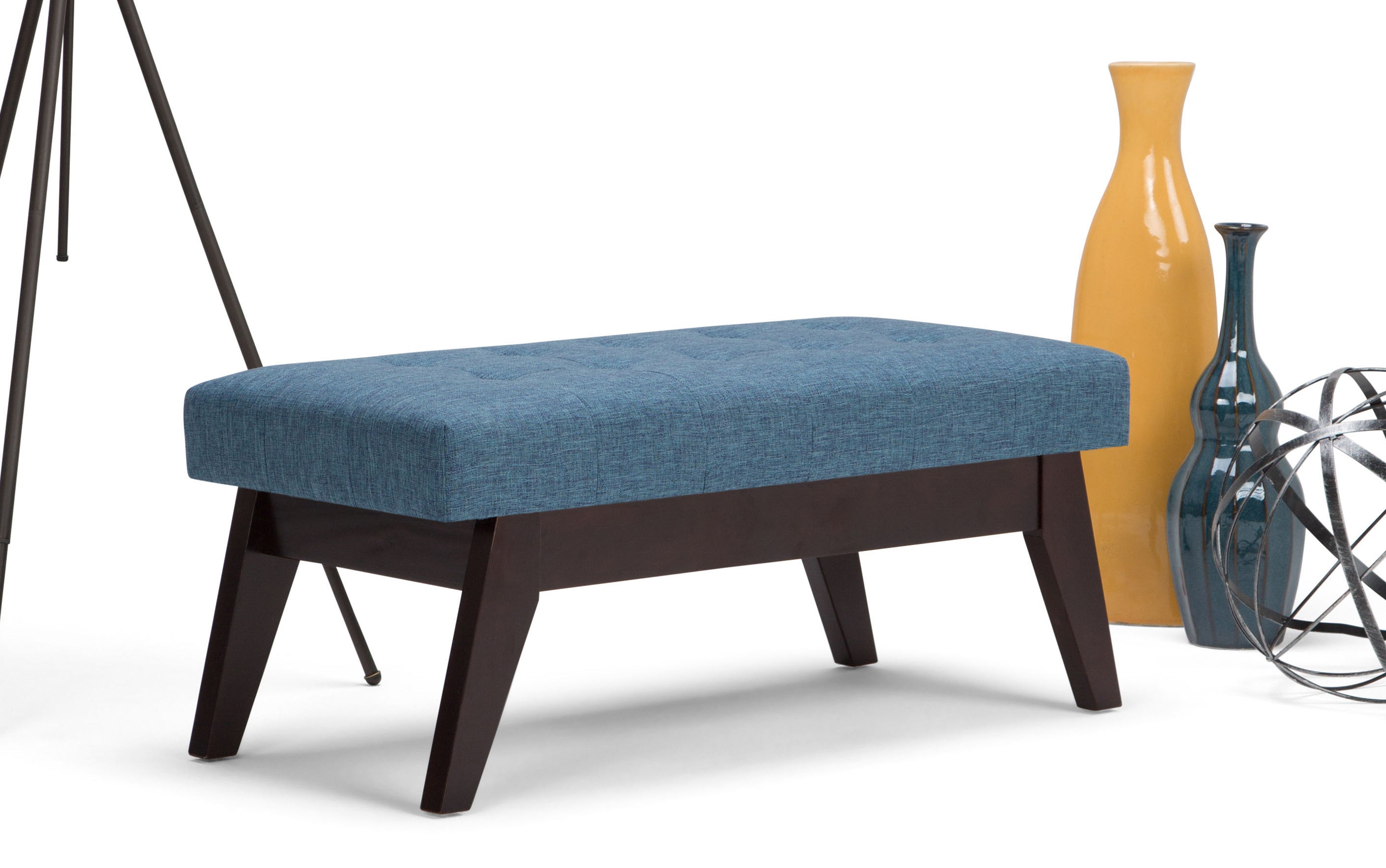 Draper Ottoman Bench in Denim Blue