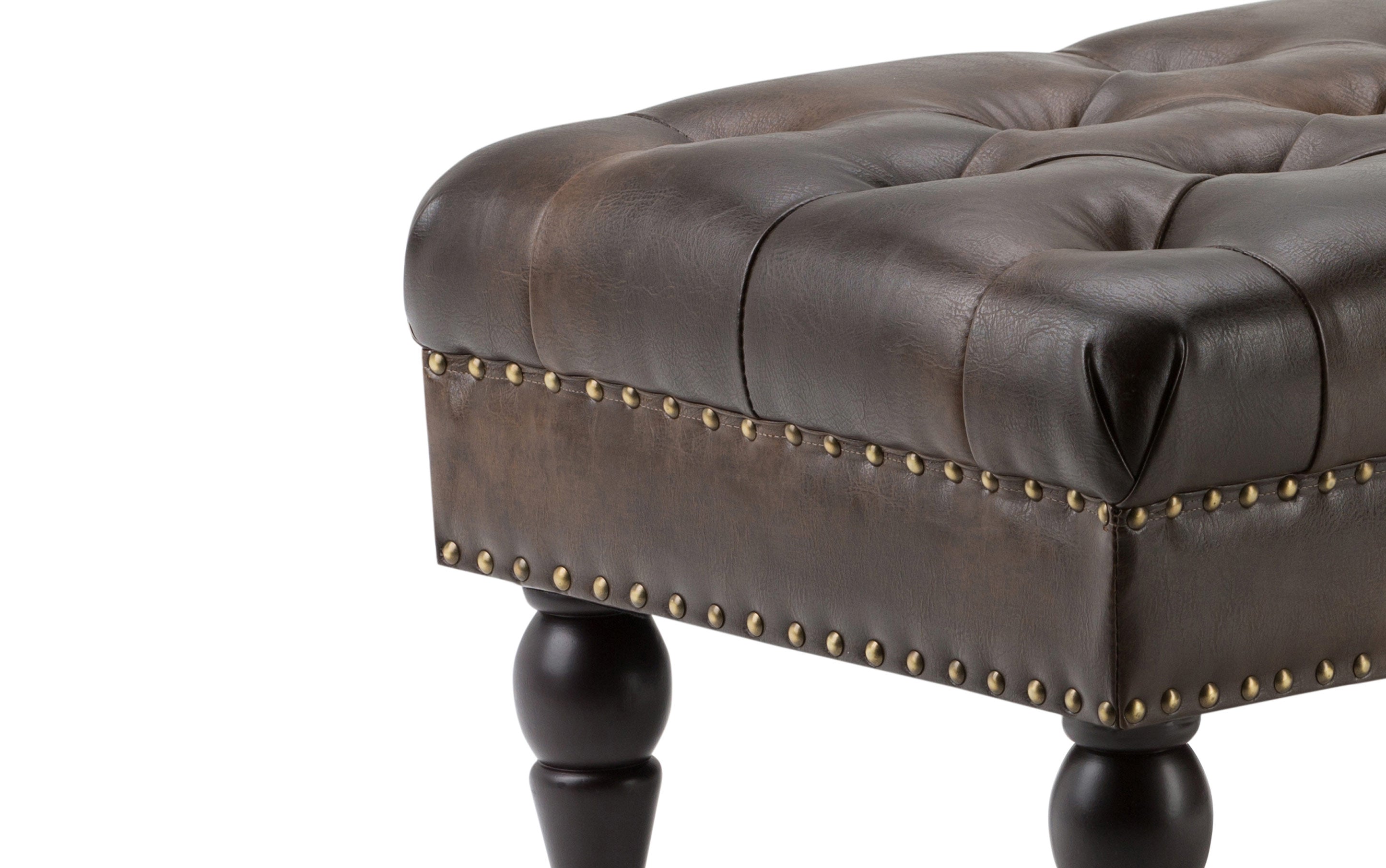 Henley Ottoman Bench in Distressed Vegan Leather