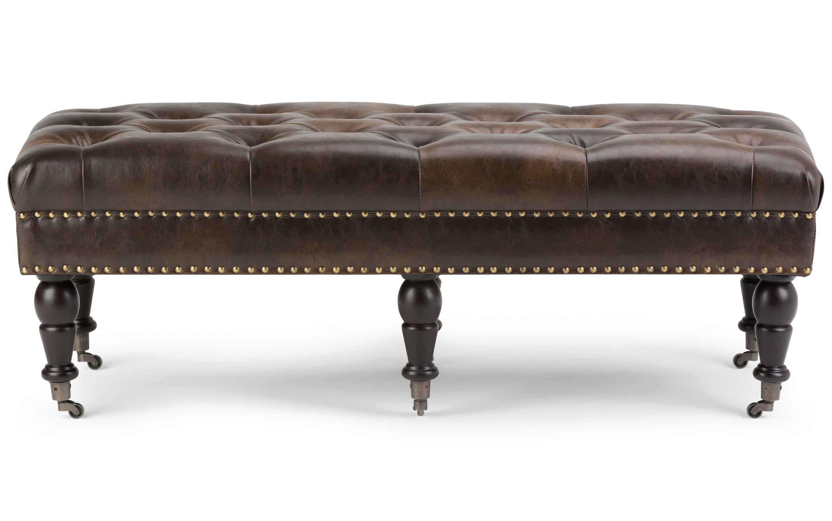 Henley Ottoman Bench in Distressed Vegan Leather