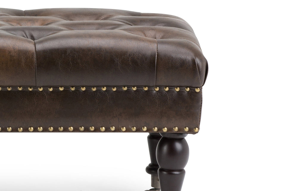 Henley Ottoman Bench in Distressed Vegan Leather