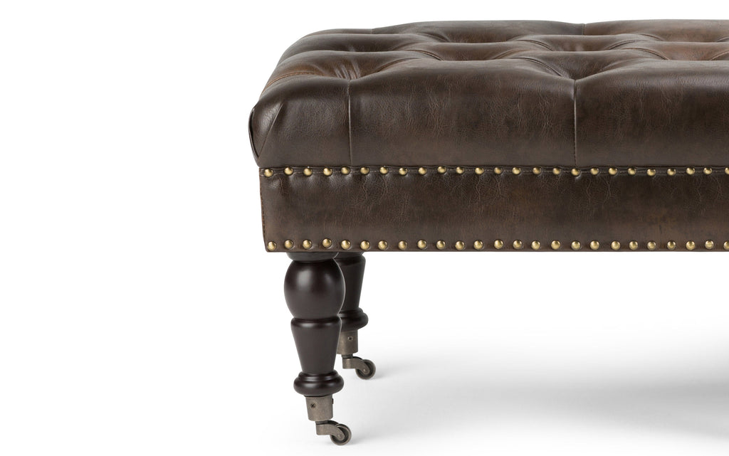 Henley Ottoman Bench in Distressed Vegan Leather