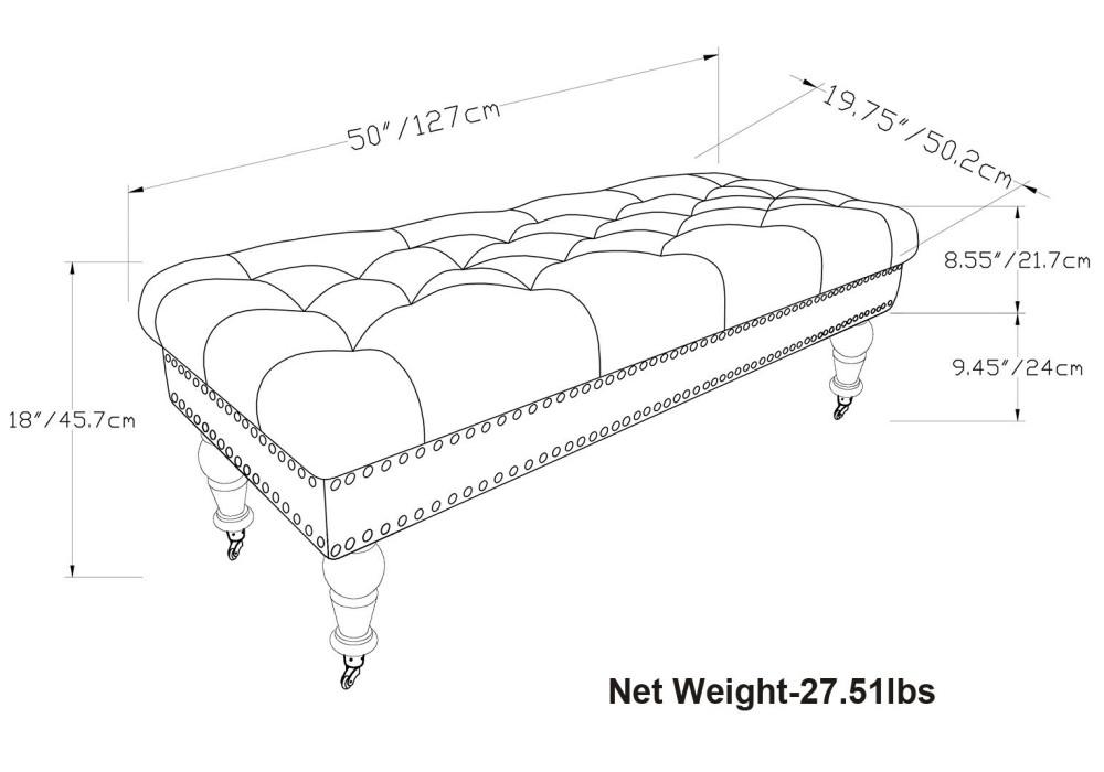 Henley Ottoman Bench in Distressed Vegan Leather