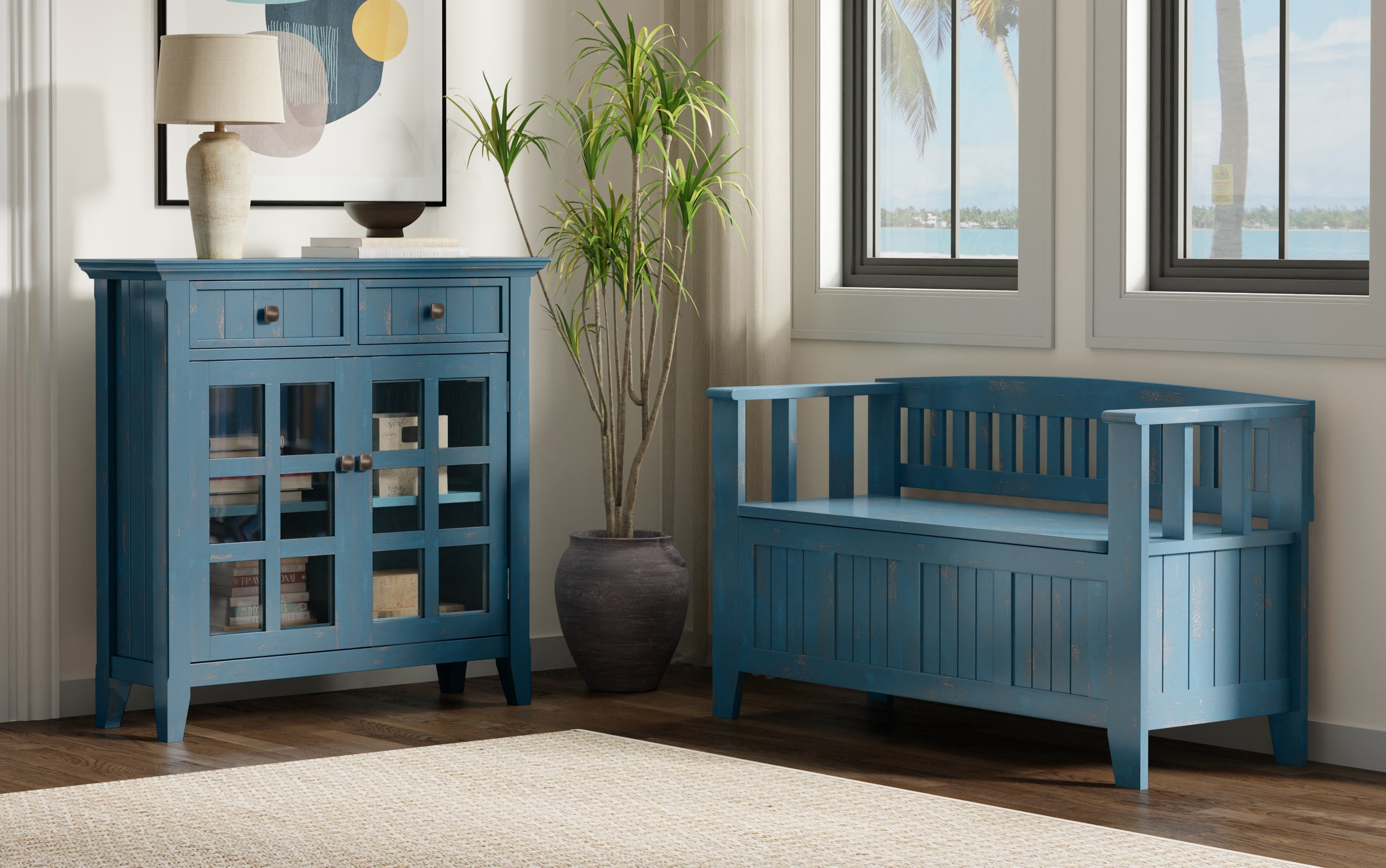 Acadian 48-inch Storage Bench and 36-inch Cabinet