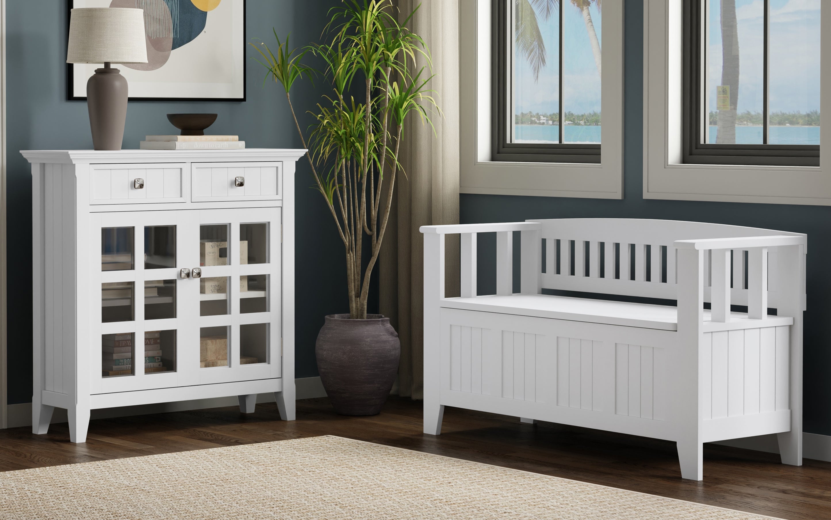 Acadian 48-inch Storage Bench and 36-inch Cabinet