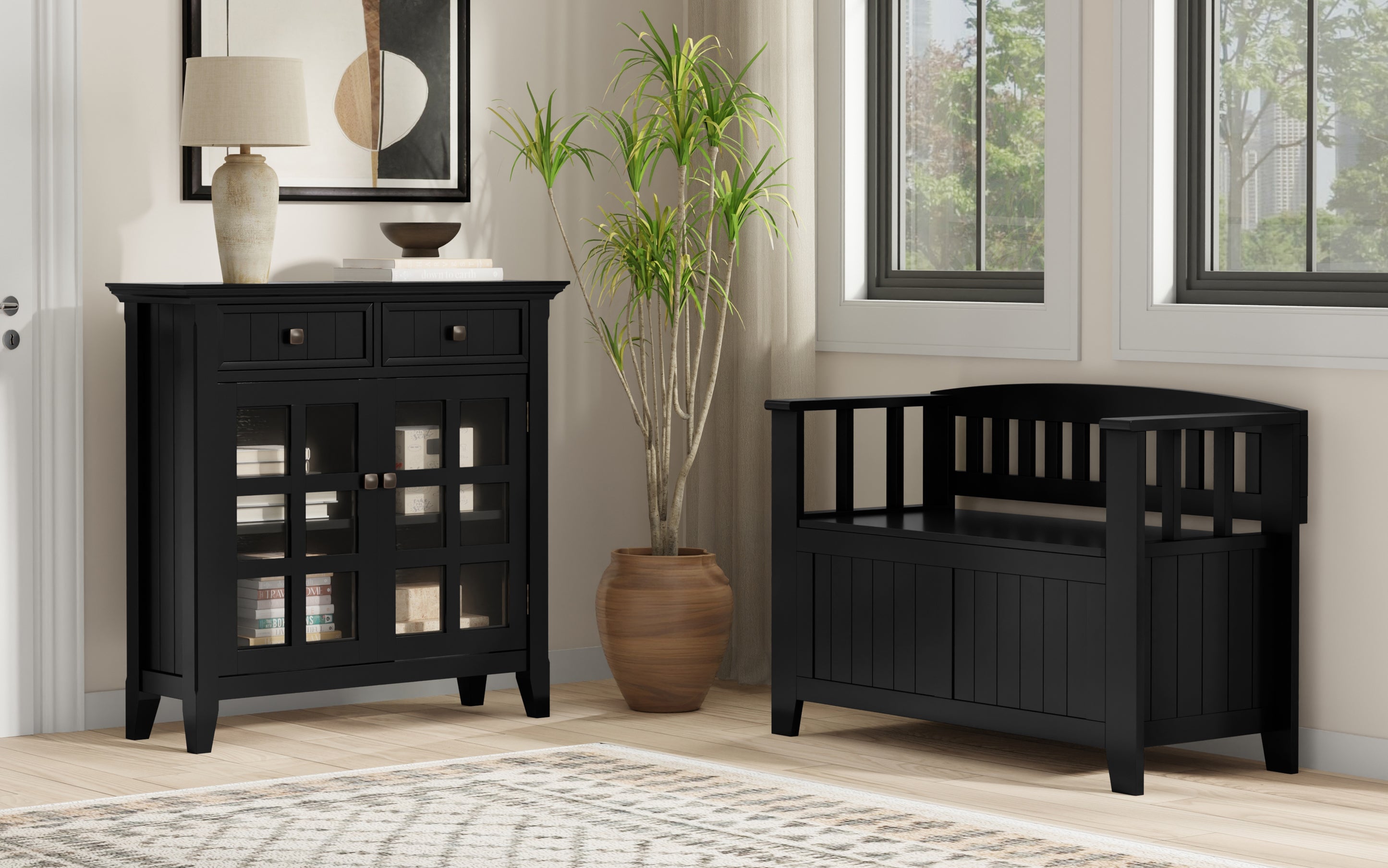 Acadian 36-inch Storage Bench and 36-inch Cabinet