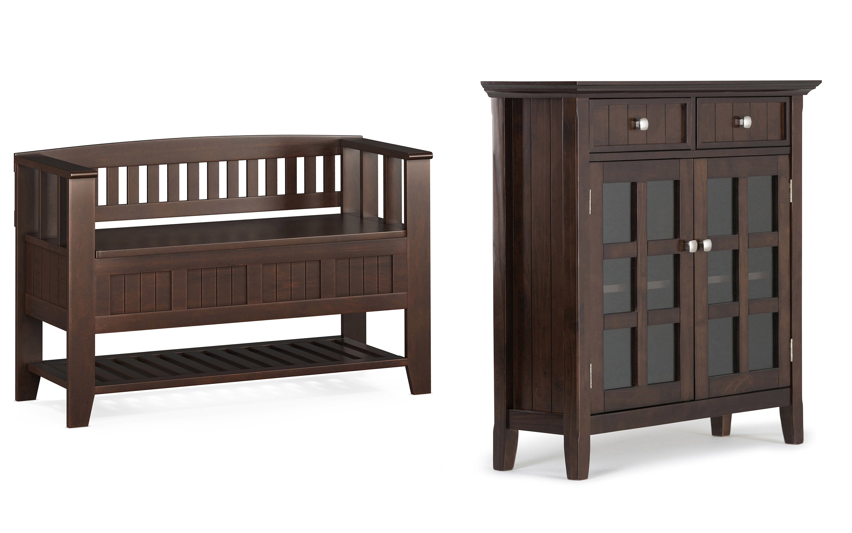 Acadian 48-inch Storage Bench with Shelf and 36-inch Cabinet