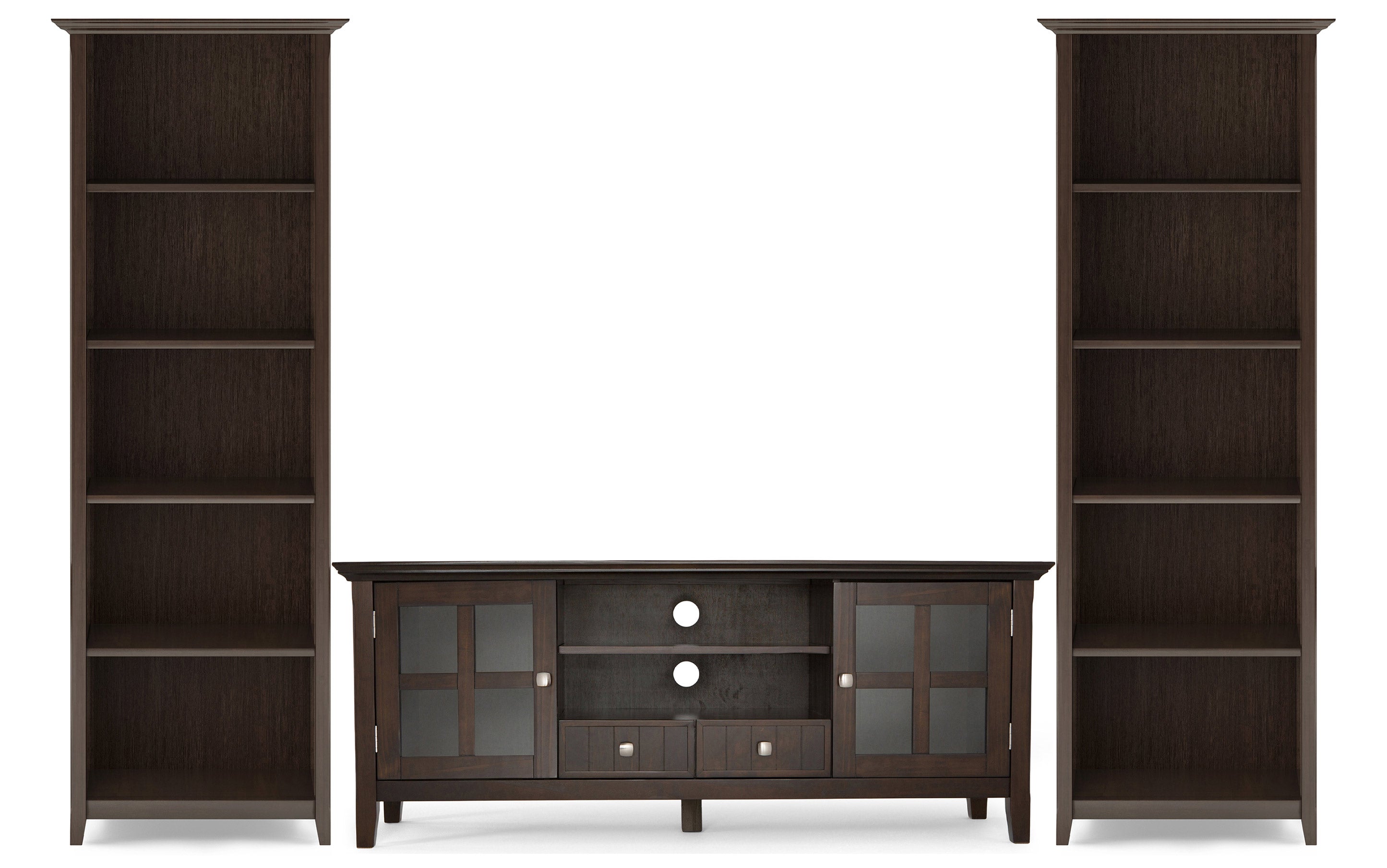 Acadian 60 inch TV Stand with 26 inch 5 Shelf Bookcases (Set of 3)