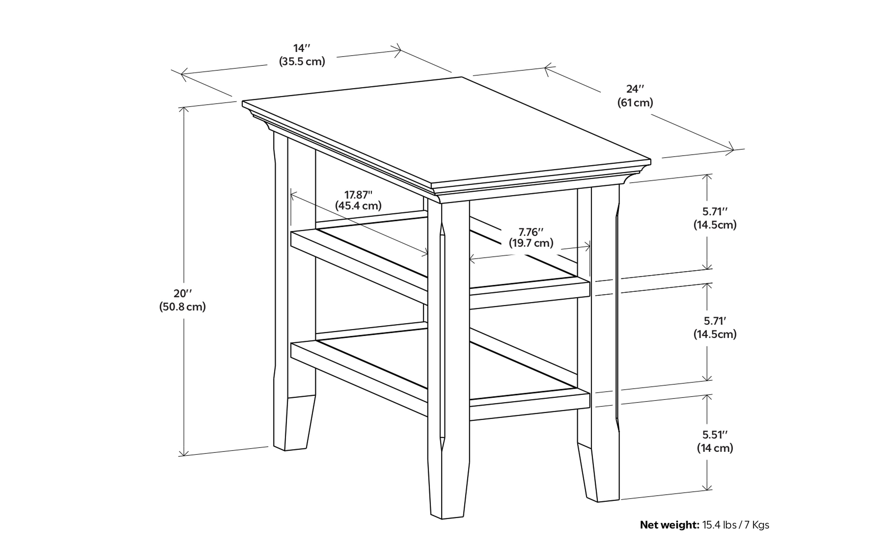 Acadian 14 inch Narrow Side Table (Set of 2)