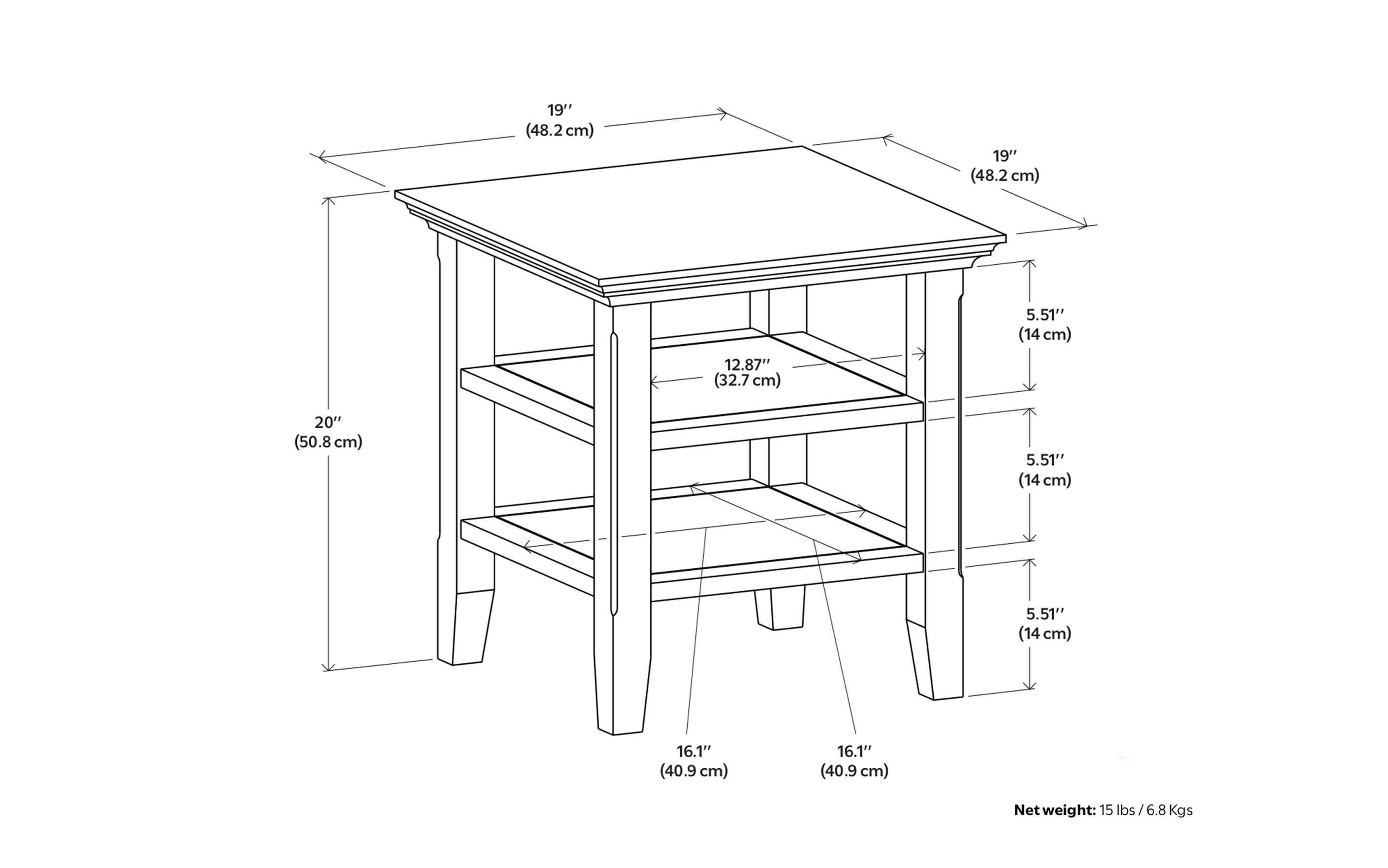 Acadian 19 inch End Table (Set of 2)