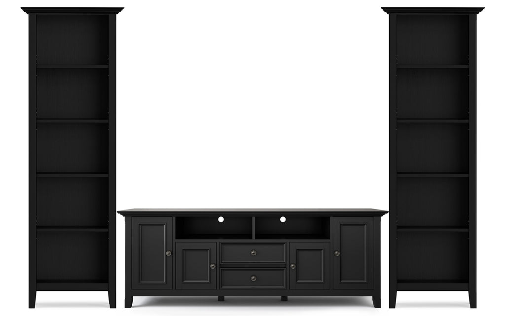 Amherst 72 inch TV Stand with 24 inch 5 Shelf Bookcases (Set of 3)