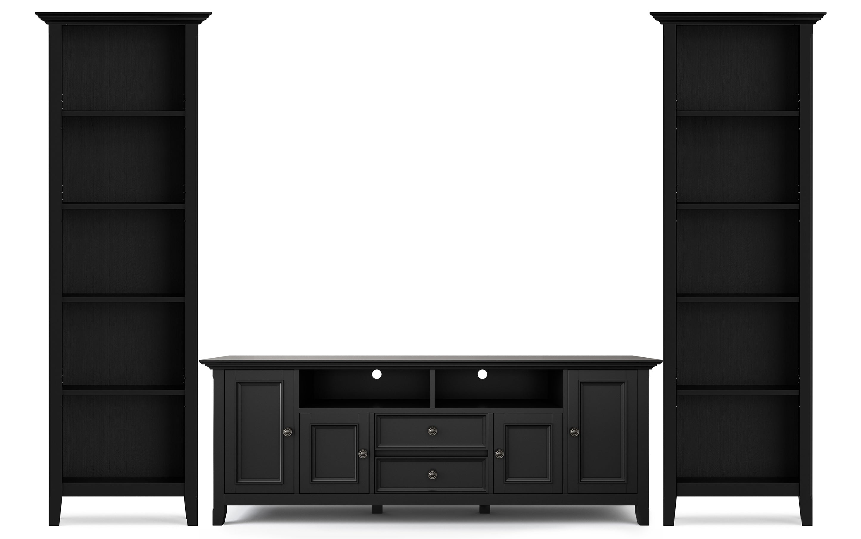 Amherst 72 inch TV Stand with 24 inch 5 Shelf Bookcases (Set of 3)
