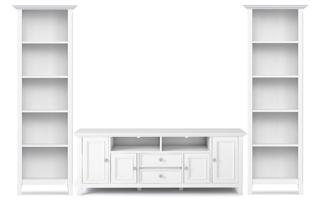 Amherst 72 inch TV Stand with 24 inch 5 Shelf Bookcases (Set of 3)