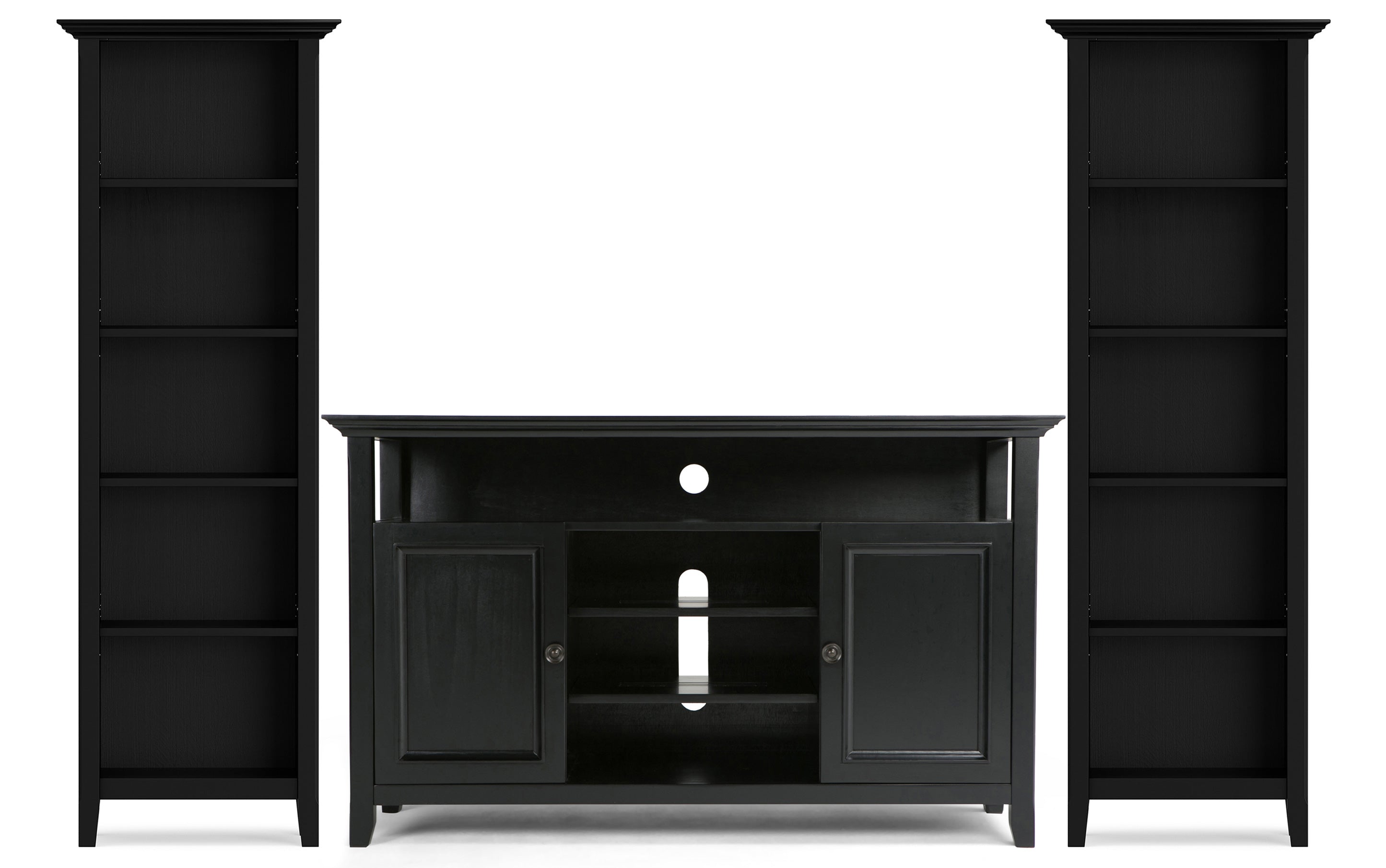 Amherst 54 inch TV Stand with 24 inch 5 Shelf Bookcases (Set of 3)