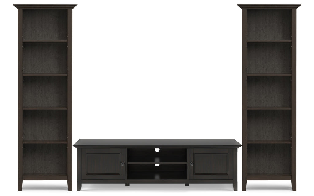 Amherst 72 inch Low TV Stand with 24 inch 5 Shelf Bookcases (Set of 3)