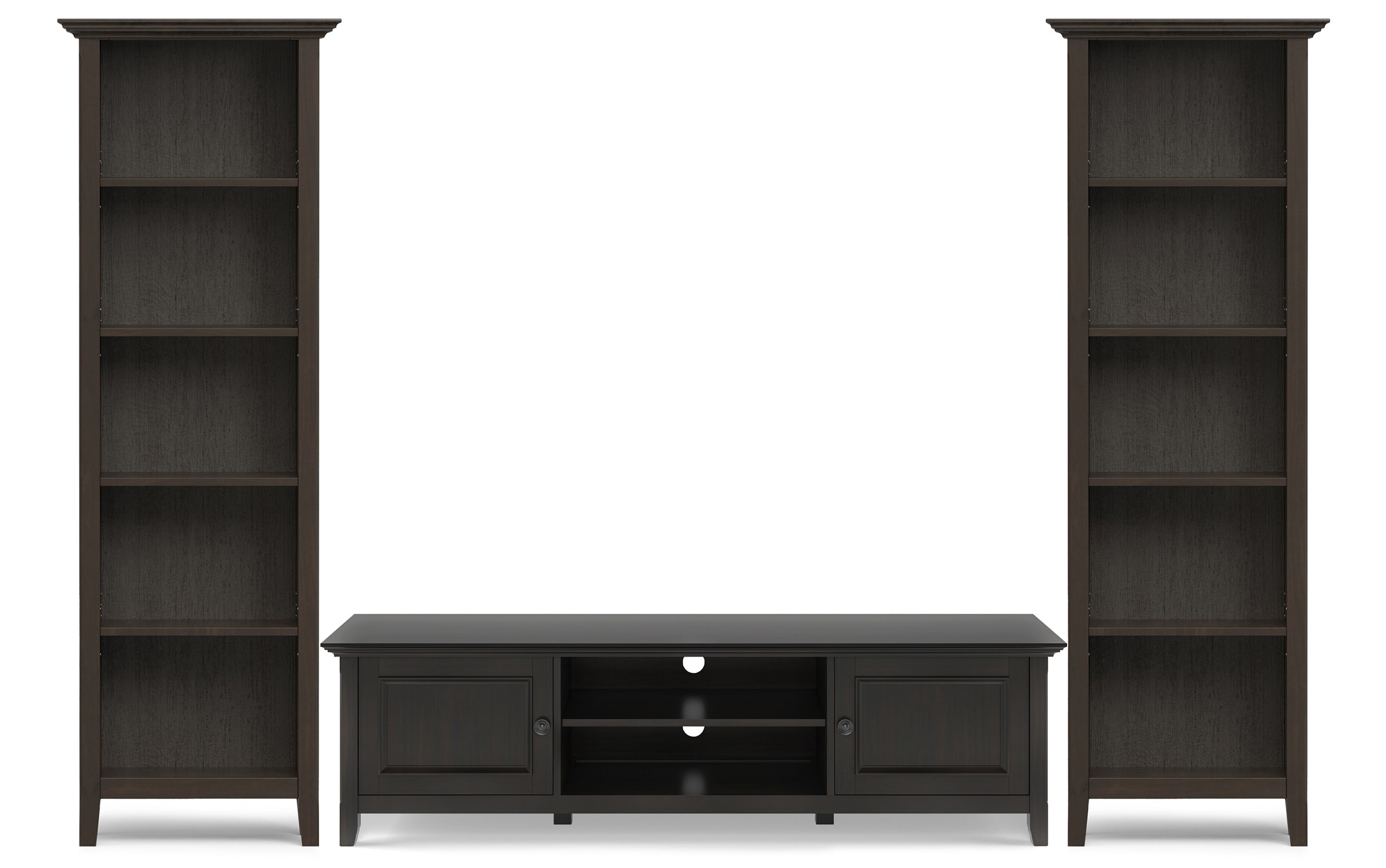 Amherst 72 inch Low TV Stand with 24 inch 5 Shelf Bookcases (Set of 3)