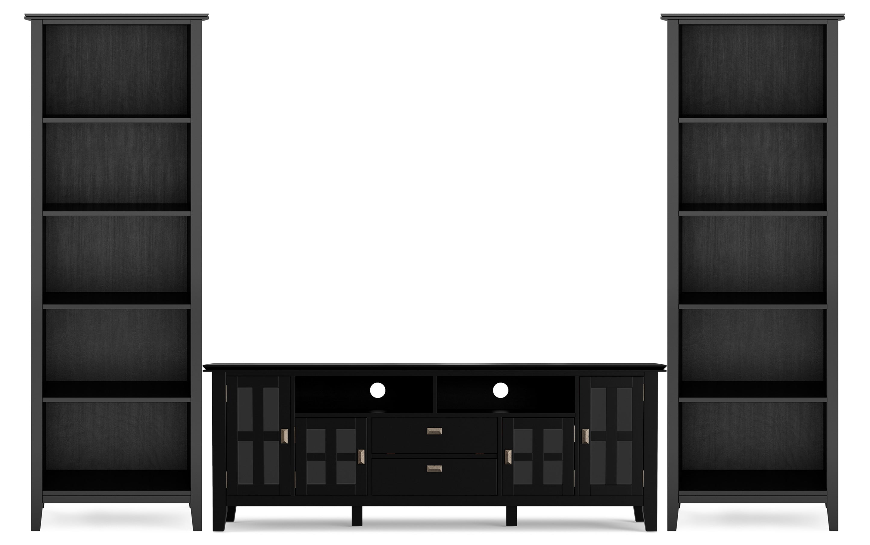 Artisan 72 inch TV Stand with 26 inch 5 Shelf Bookcases (Set of 3)